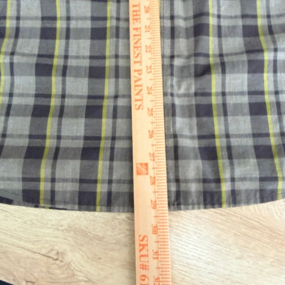 The North Face Plaid Shirt Snaps‎ Up Mens M Grey Yellow Plaid Short Sleeve